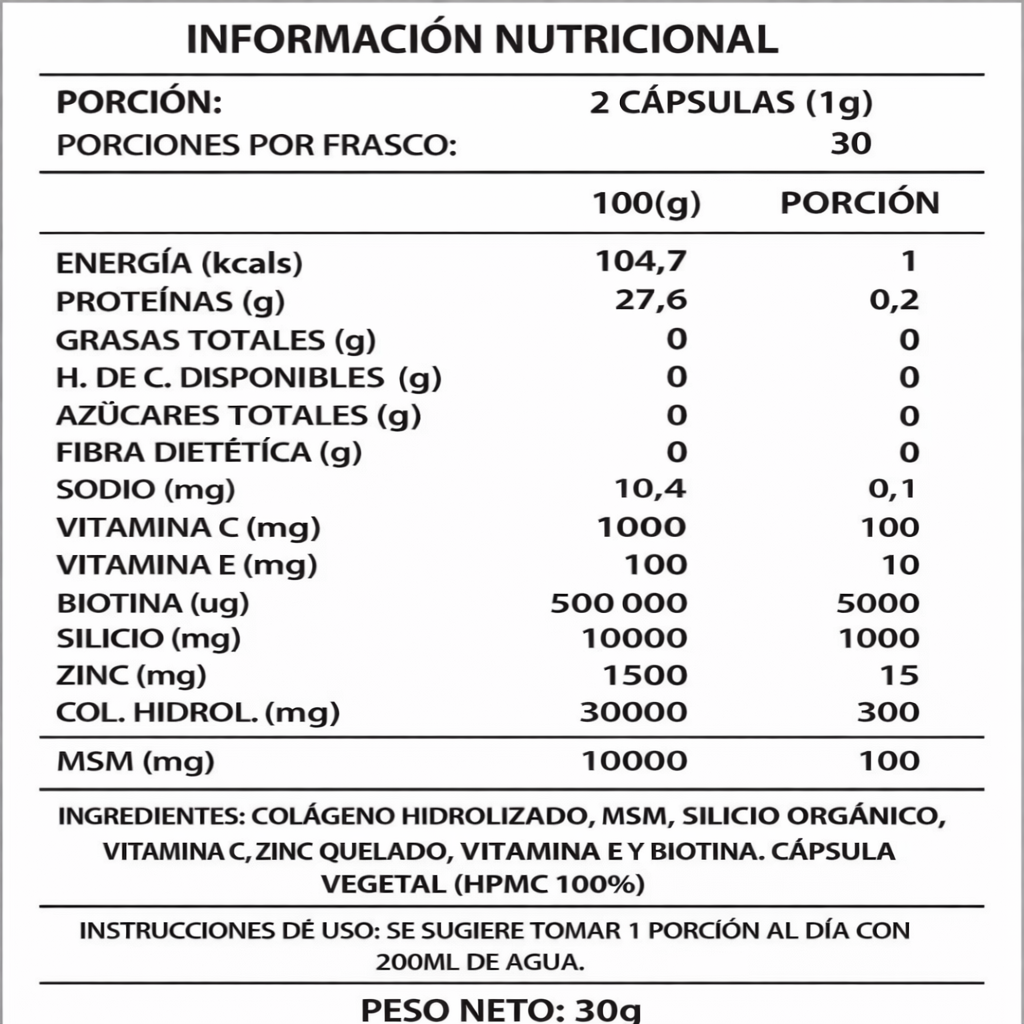 Biotina + Colágeno 1000MG | Cabello, Piel y Uñas Radiantes